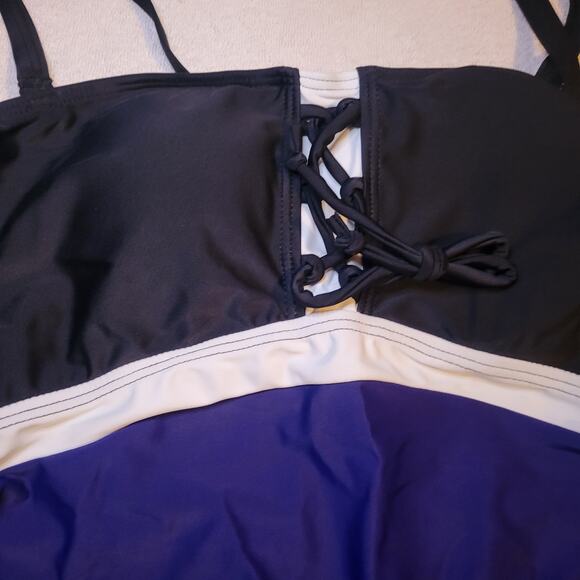 Love2Mi Maternity Swimsuit Navy Pregnancy Bathing Suits Tankini Top Summer Md - Picture 10 of 10